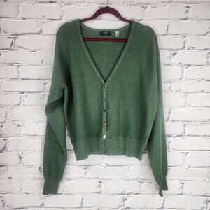 Tahari Sweater Womens M Cardigan Green Soft Plush Stretchy Corpcore casual
